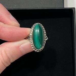 Malachite Sterling Silver Ring. Size 5.75